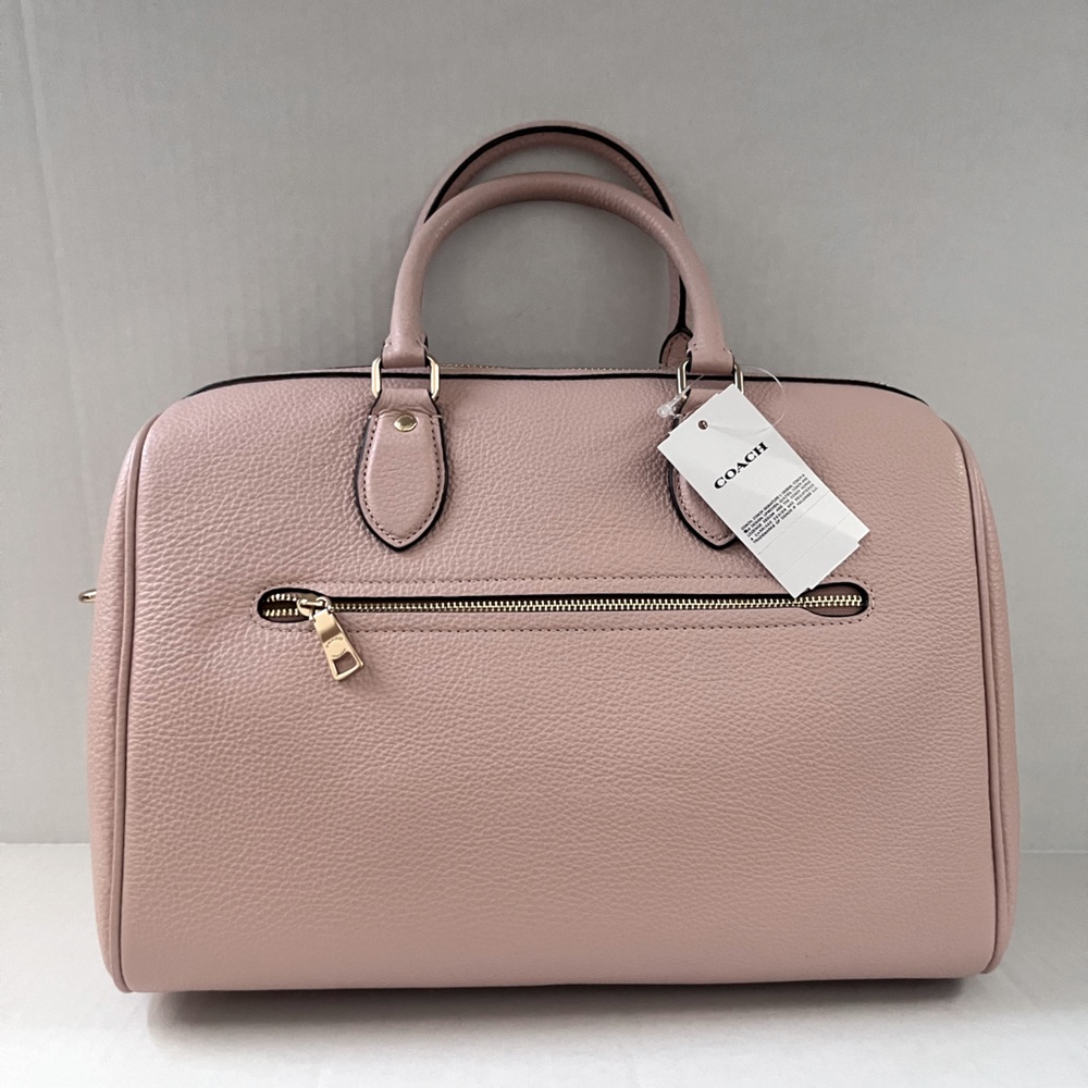 Coach Rowan Large Satchel Bag With Shell Charm CBH76 In Leather/ Cream/Tan NWT - Picture 7 of 11